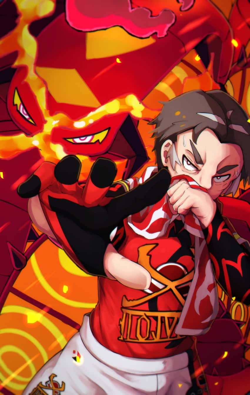Close-up Gigantamax Centiskorch And Kabu Background