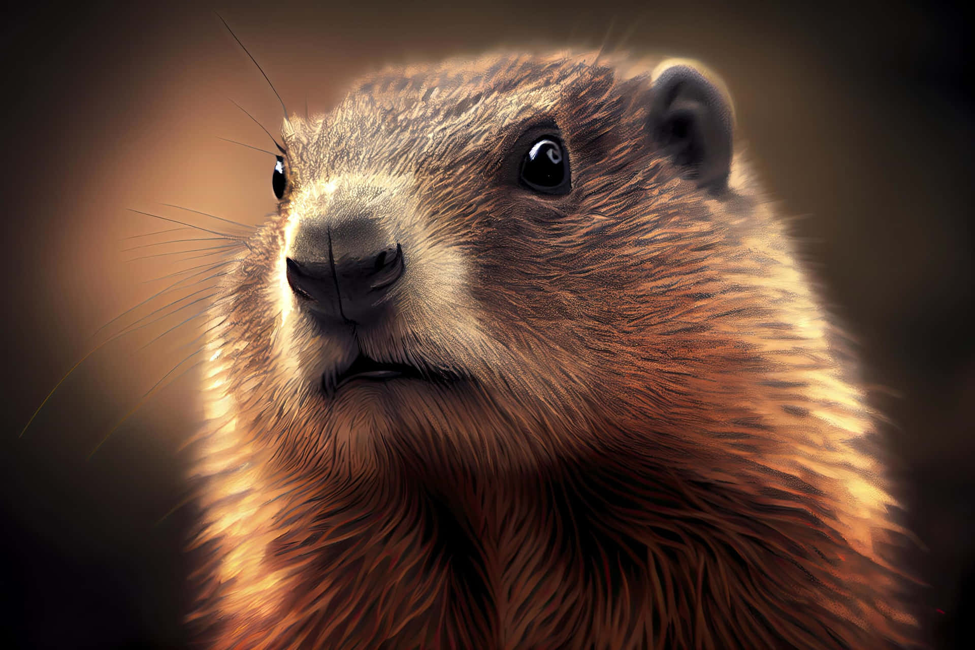 Close Up Groundhog Portrait Background