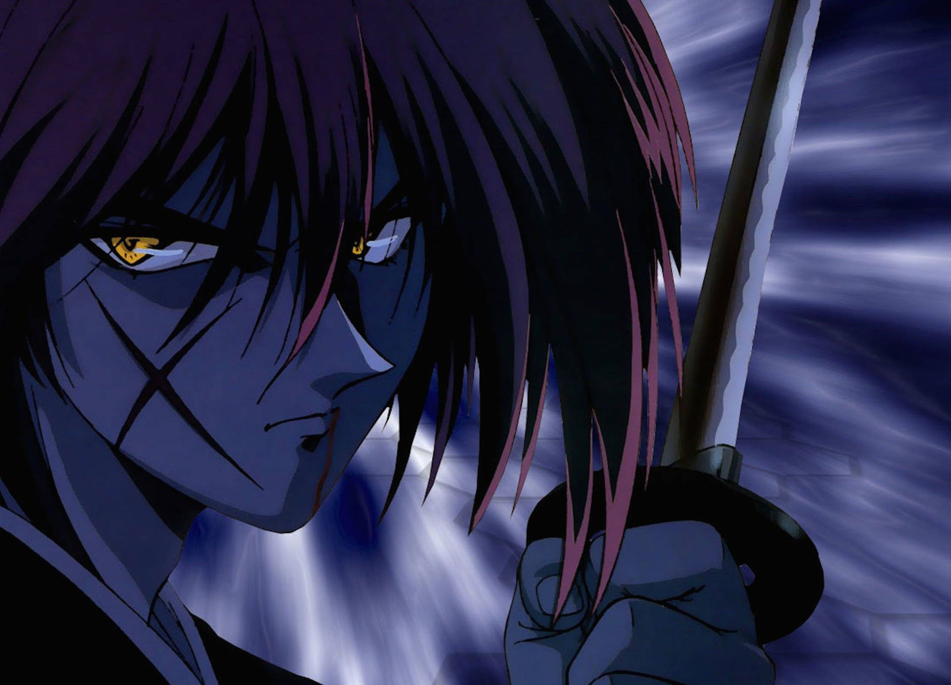 Close-up Kenshin Himura Samurai X Background