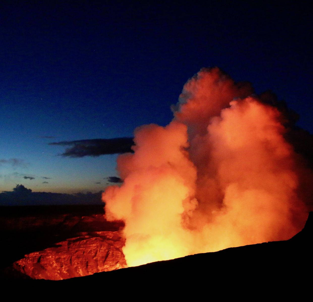 Close-up Kilauea Volcano Night Sky Background