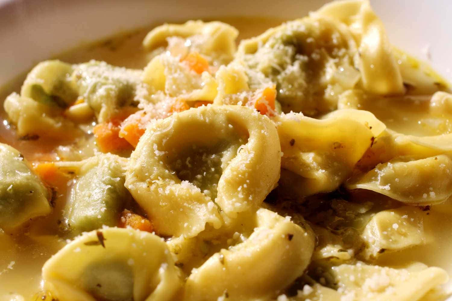 Close-up Look At Tortellini In Brodo Background