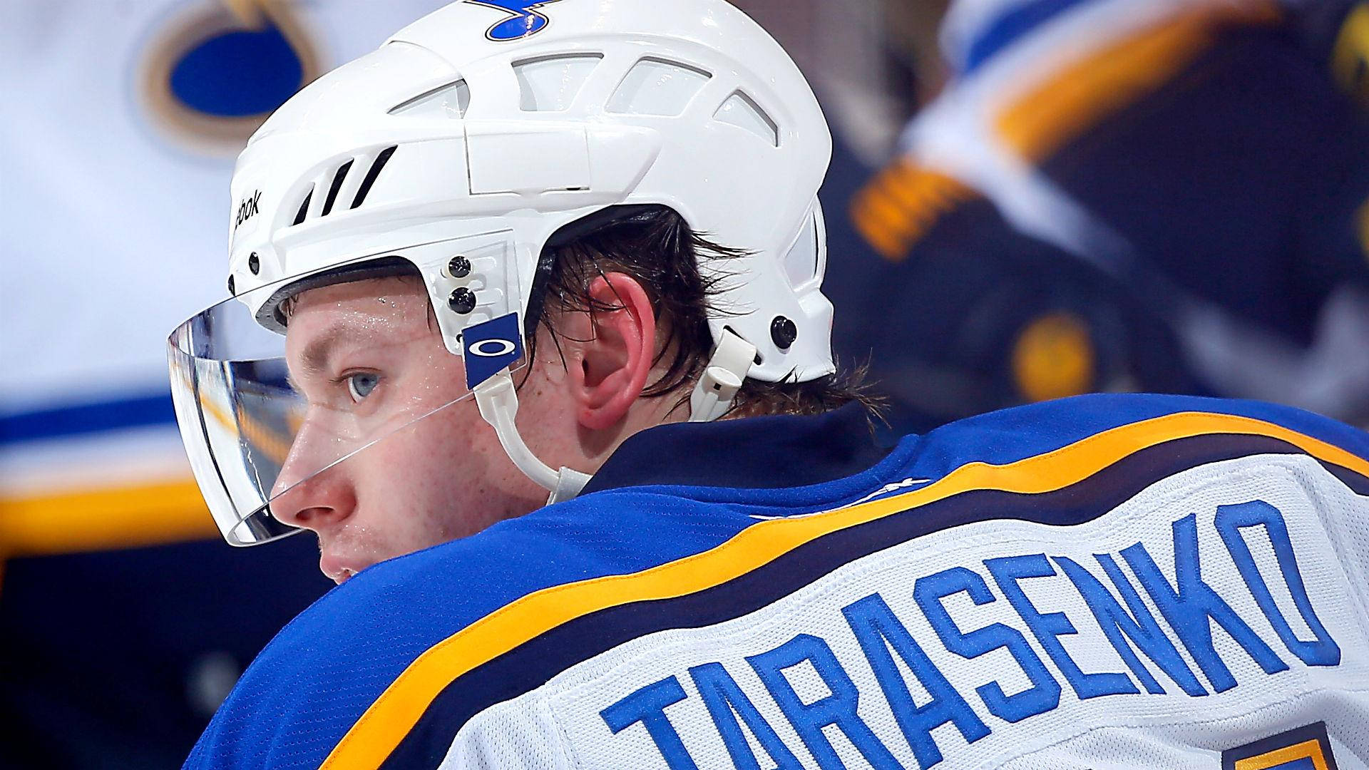 Close Up Look From Back Of Vladimir Tarasenko Showing Jersey Name Background