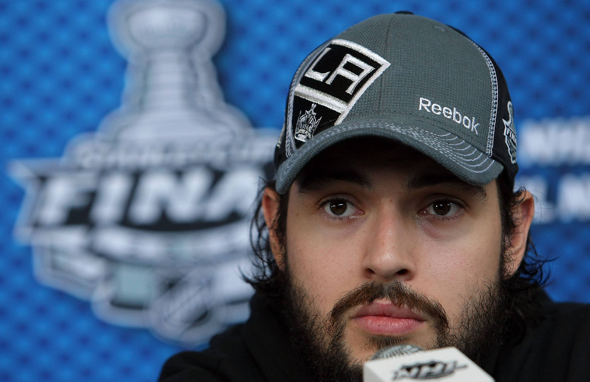 Close Up Look Of Drew Doughty During Interview For Stanley Cup Final Background