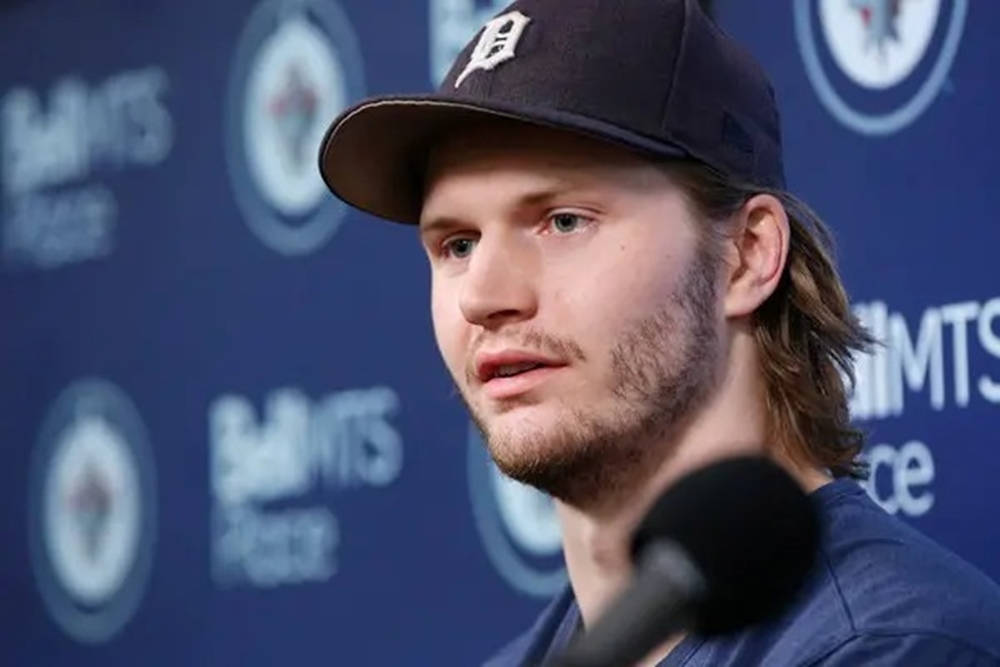 Close Up Look Of Jacob Trouba During Interview At Bell Mts Place Background