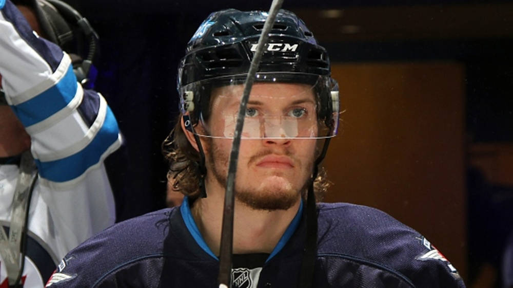 Close Up Look Of Jacob Trouba Showing Irate Expression While Looking In Front Background