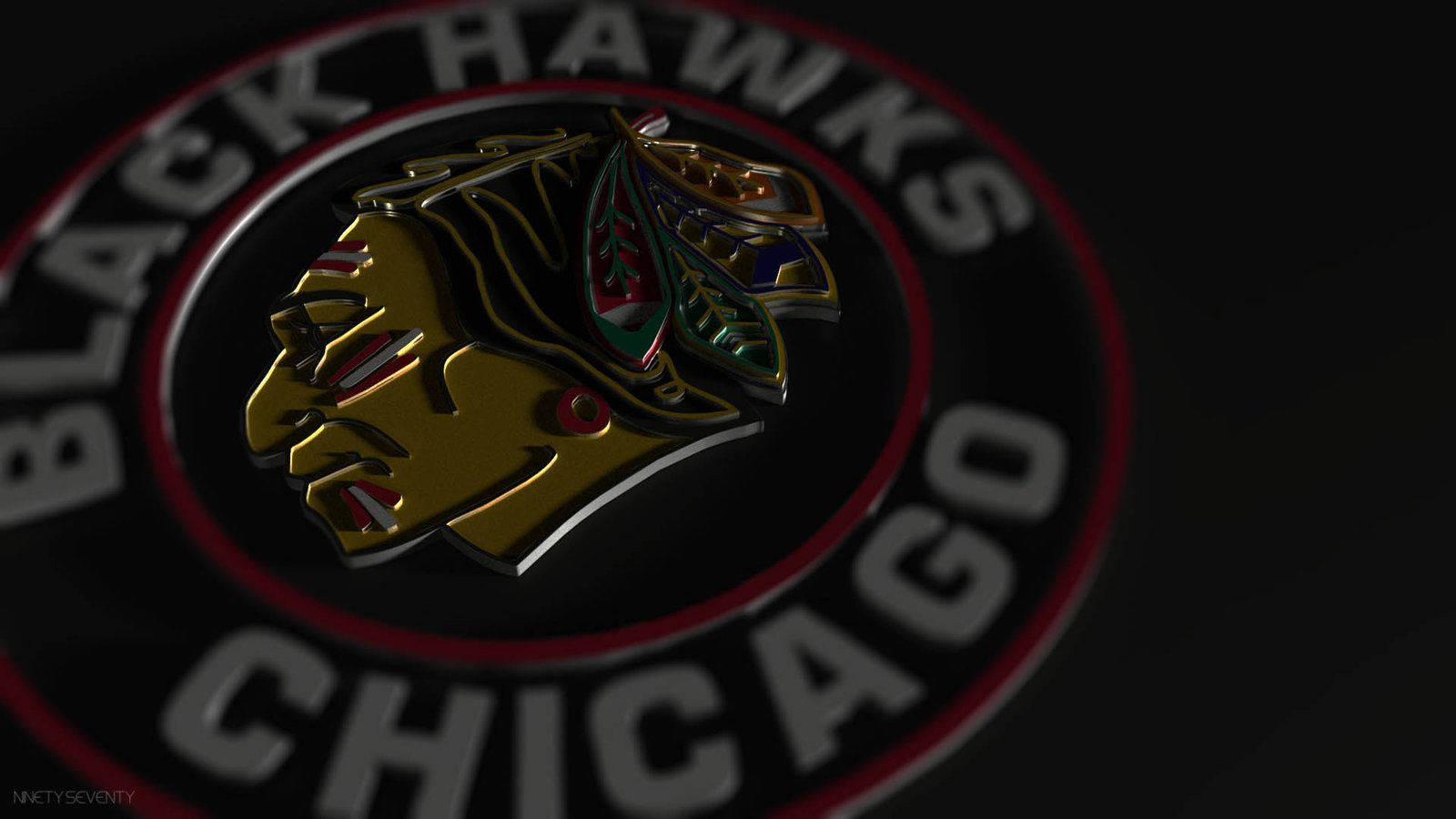 Close-up Of A Chicago Blackhawks Metal Pin Background