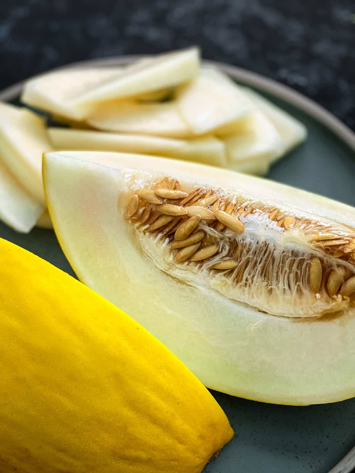 Close Up Of Cut Canary Melon Background