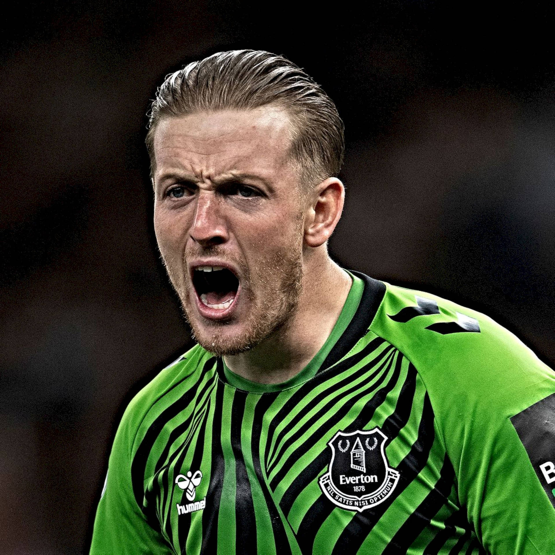 Close Up Of Jordan Pickford Yelling Background