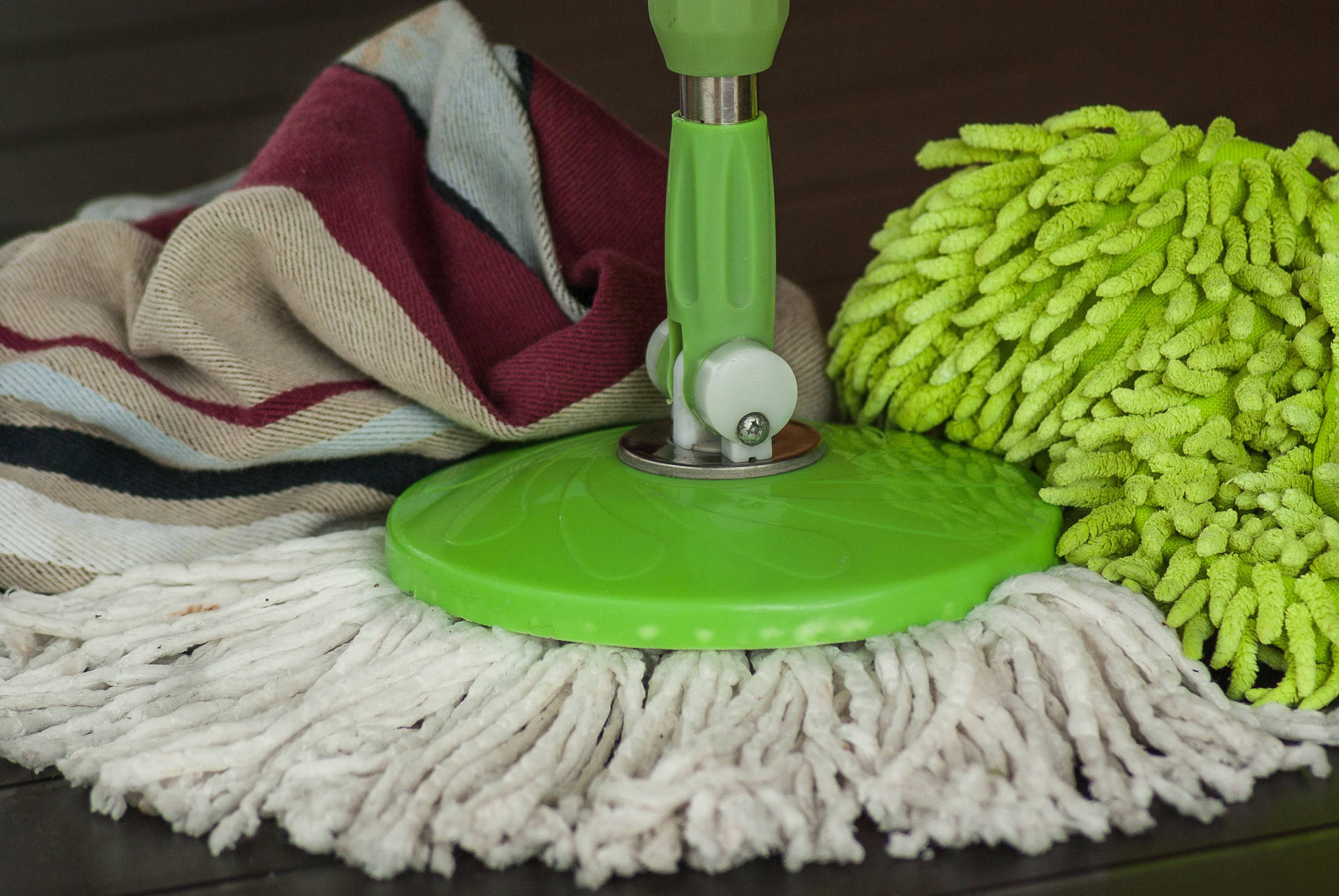 Close-up Of Mops House Cleaning Background