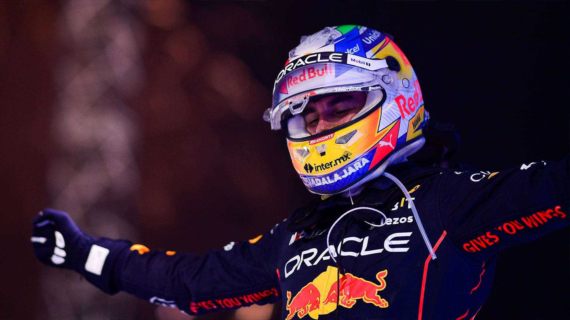 Close-up Of Sergio Perez's Racing Helmet Background