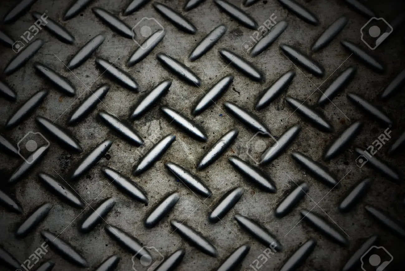 Close-up Of Silver Diamond Plate Pattern Aluminum Background