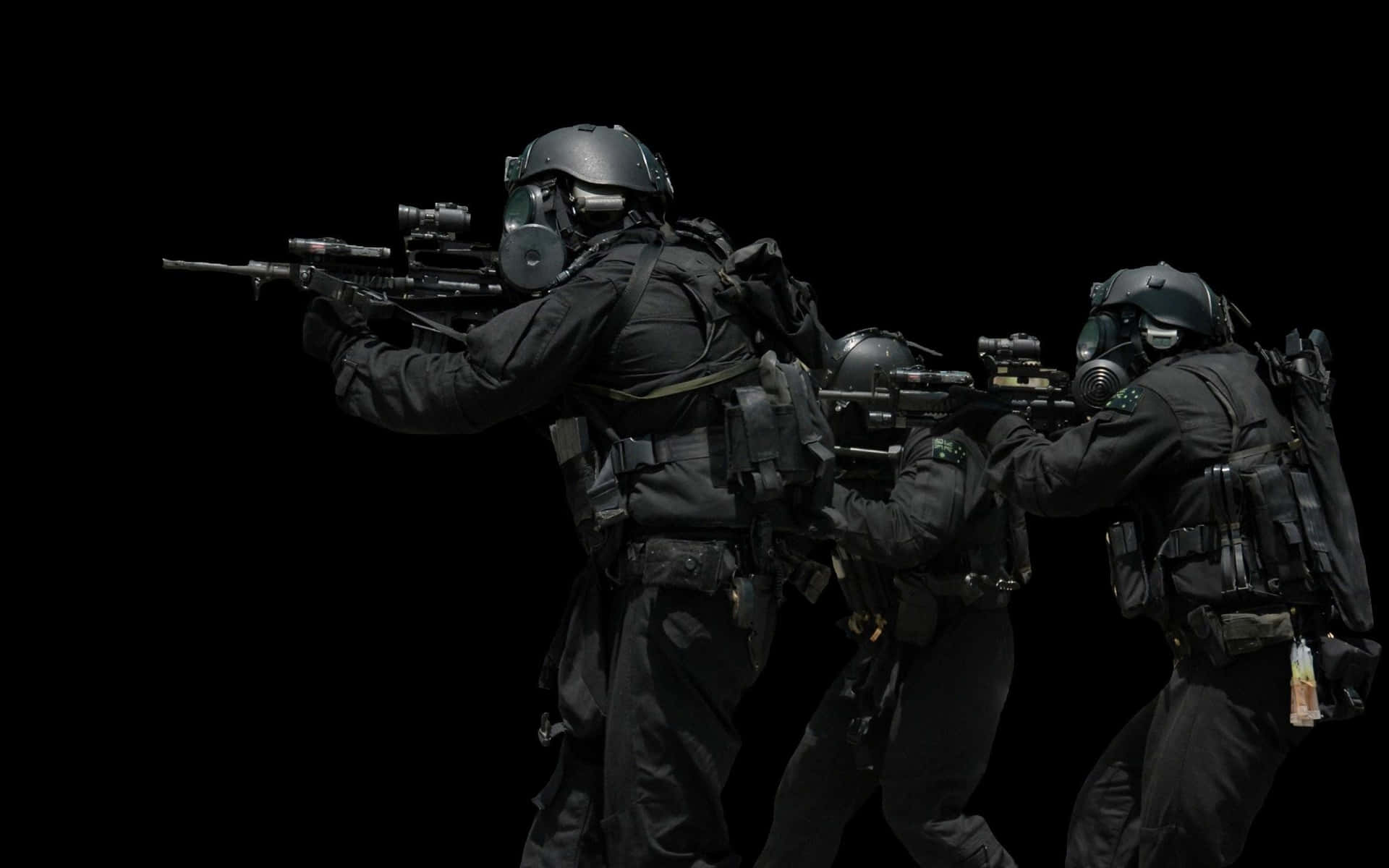 Close-up Of Swat Team Preparing For Mission Background