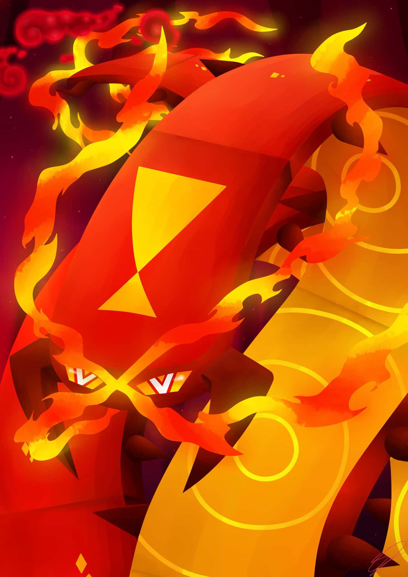 Close-up Photo Of Centiskorch's Face Background