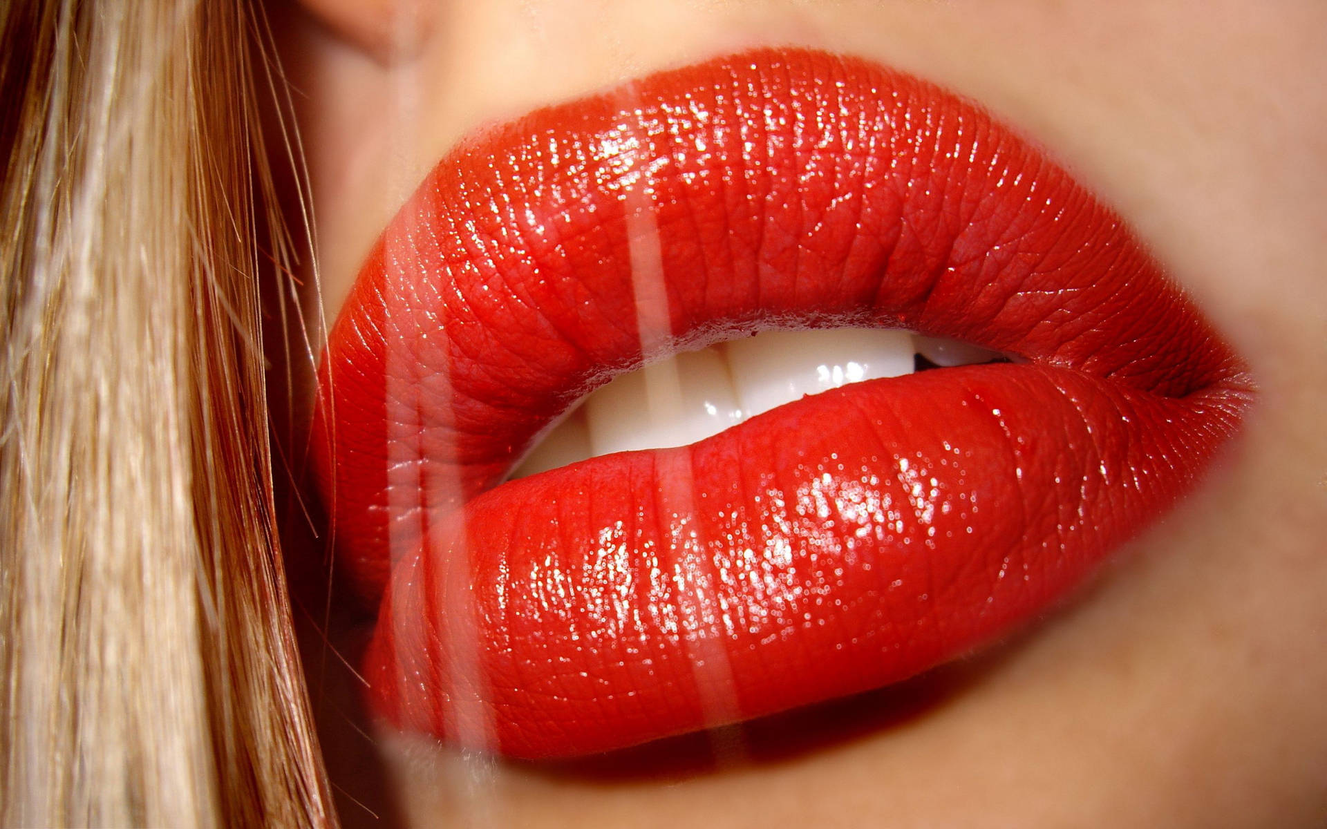 Close-up Photo Of Woman's Red Lips Background