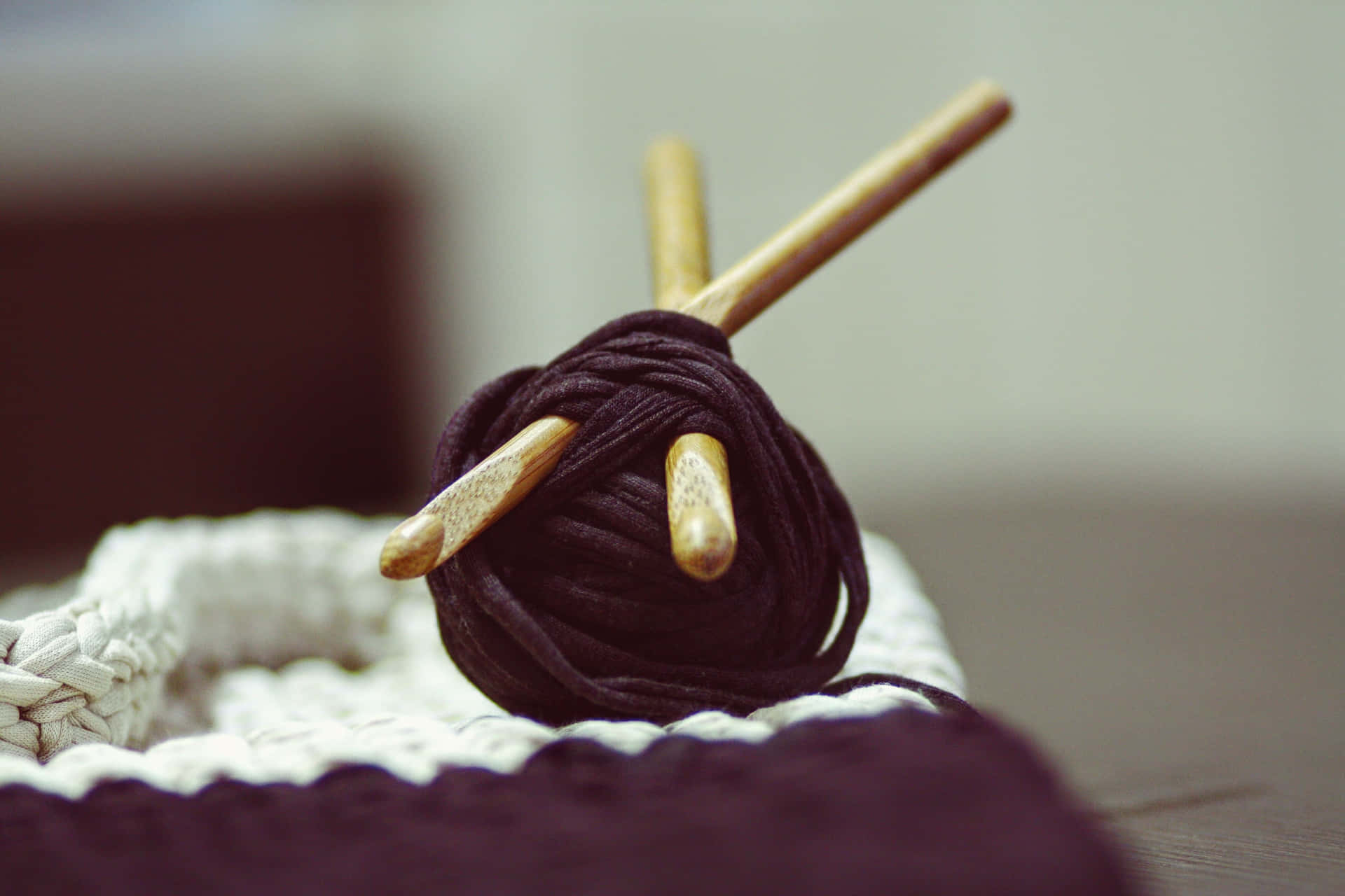 Close-up Shot Of Black Yarn Skein For Knitting