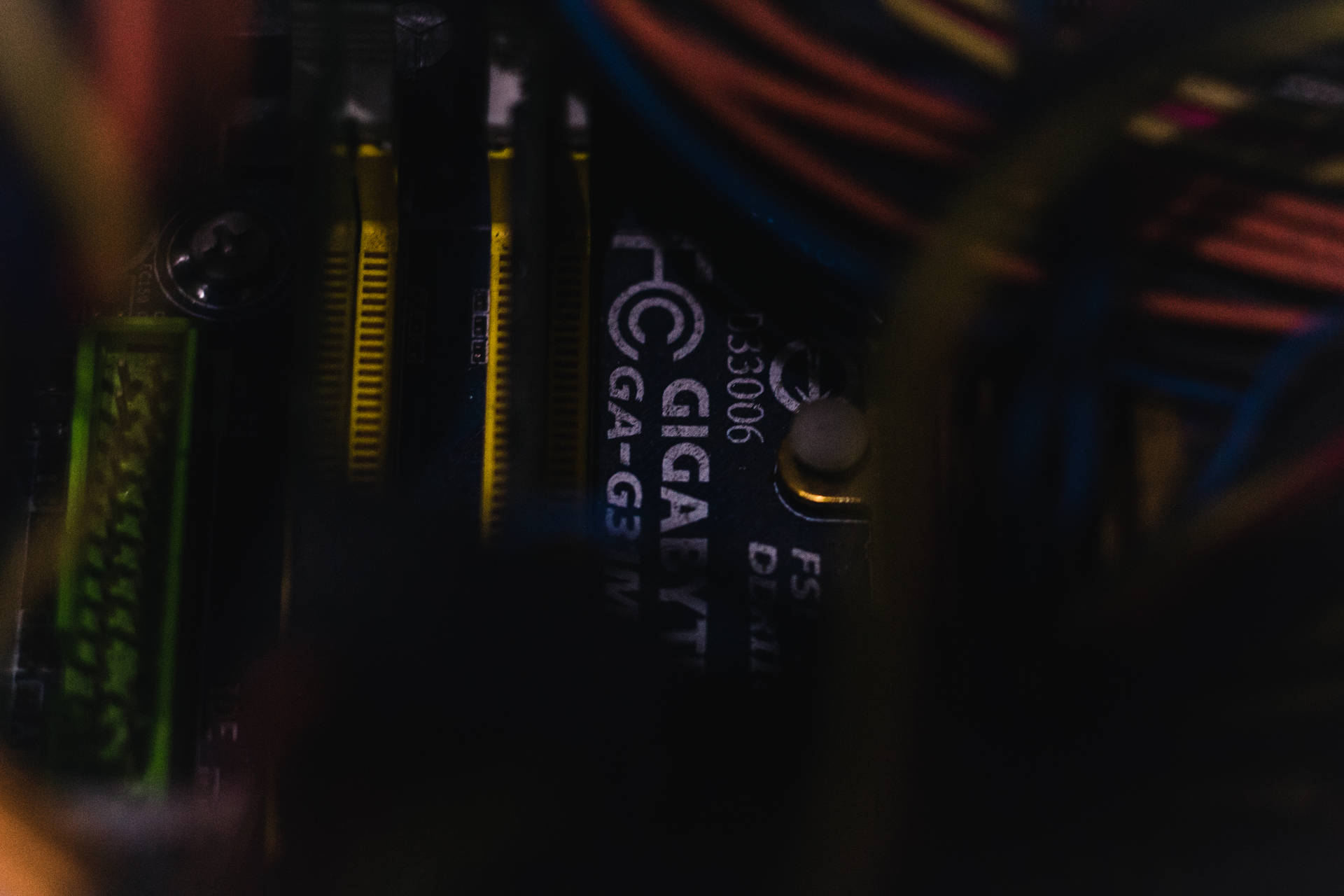 Close-up Shot Of Futuristic Motherboard Circuitry Background