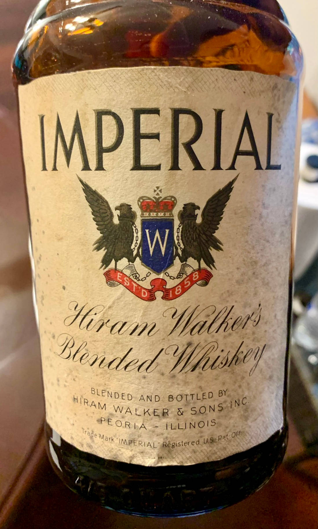 Close-up Shot Of Hiram Walker Imperial Blended Whiskey Background