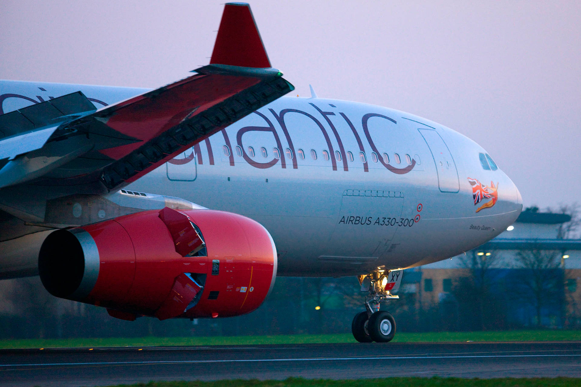 Close Up Shot Of Virgin Atlantic Airplane Background