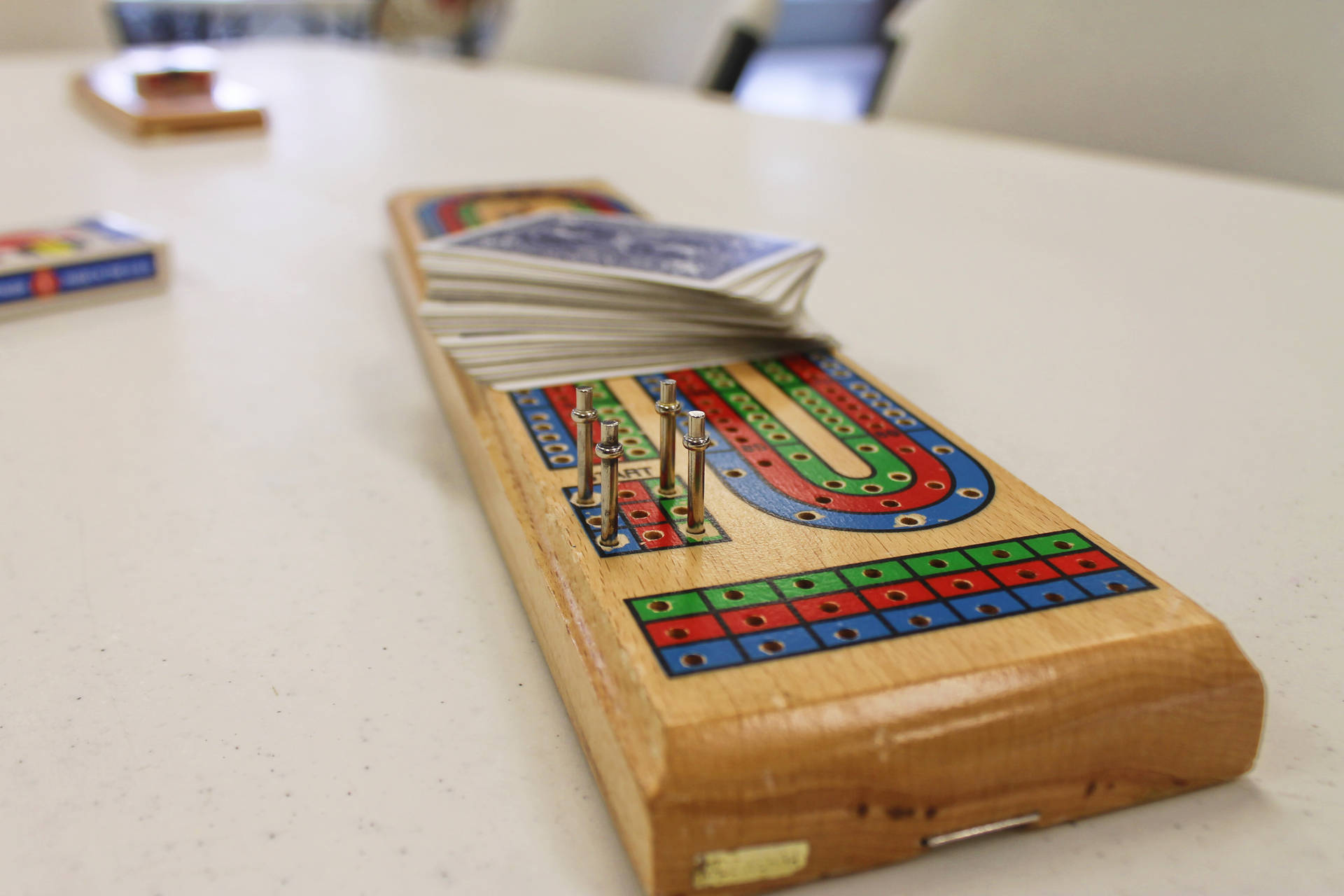 Close Up Small Cribbage Board Background