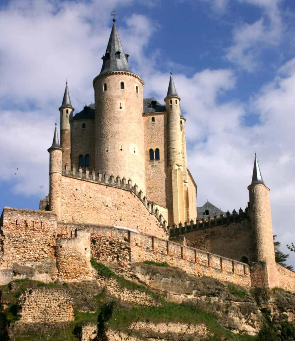 Close-up Tower Of Segovia Castle Background