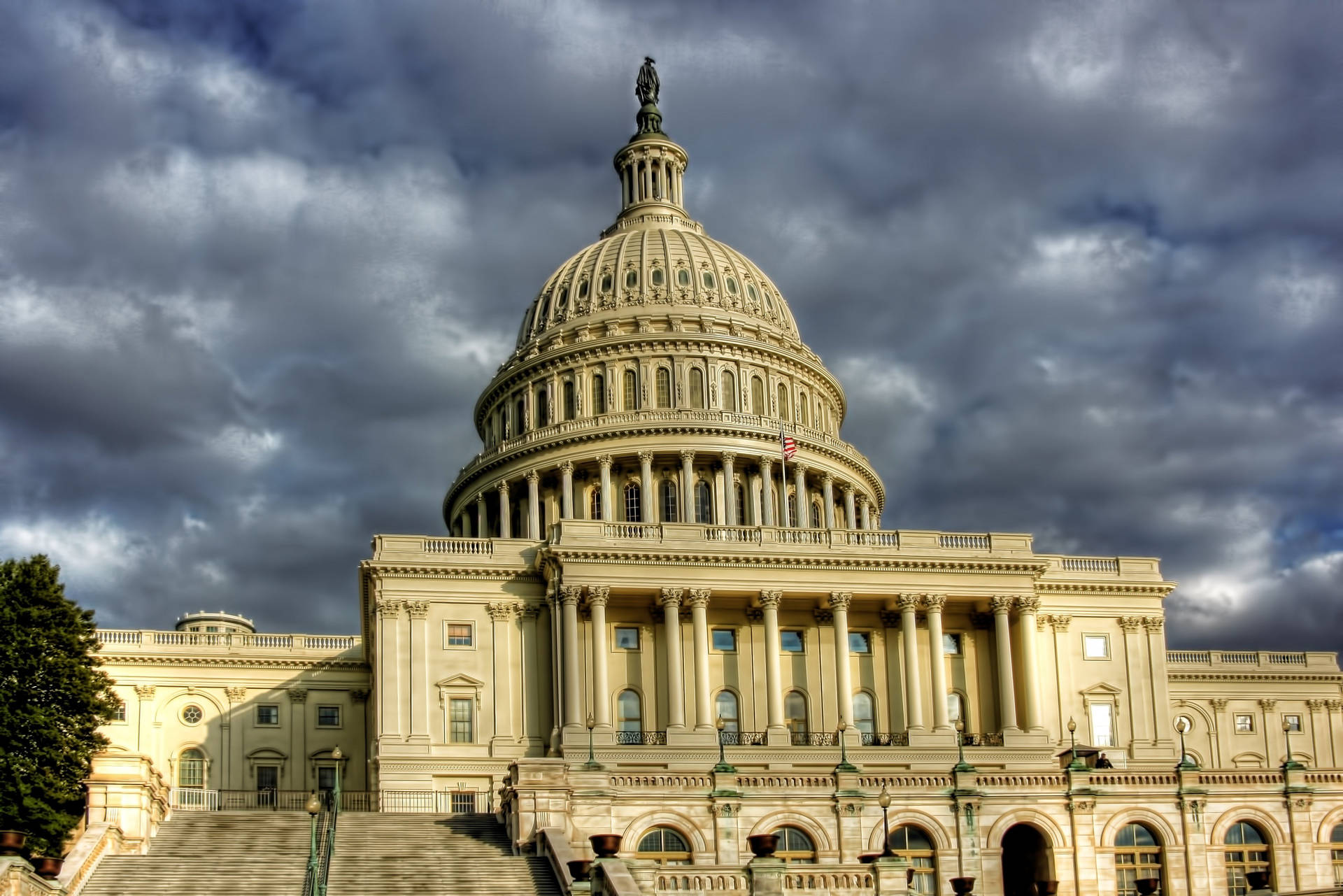 Close-up United States Capitol Gray Sky