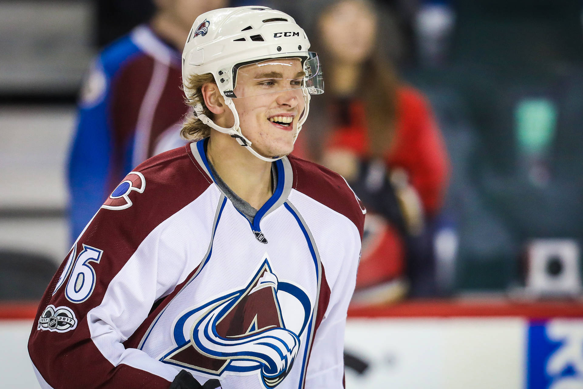 Close Up View Of Mikko Rantanen Smiling While Looking In Front Background