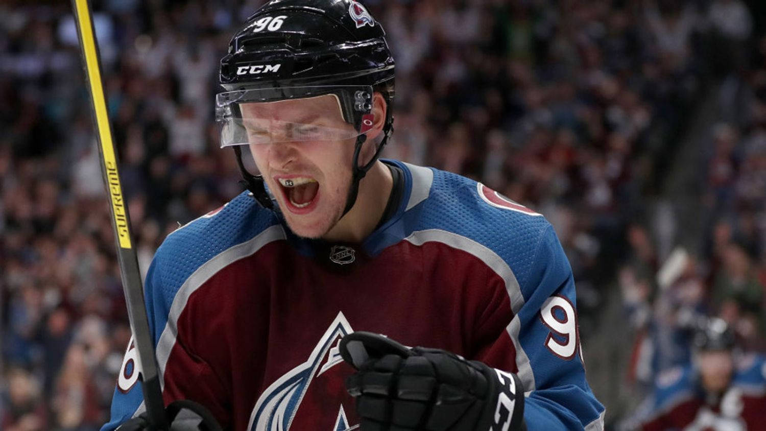 Close Up View Of Mikko Rantanen With Shouting Expression Background