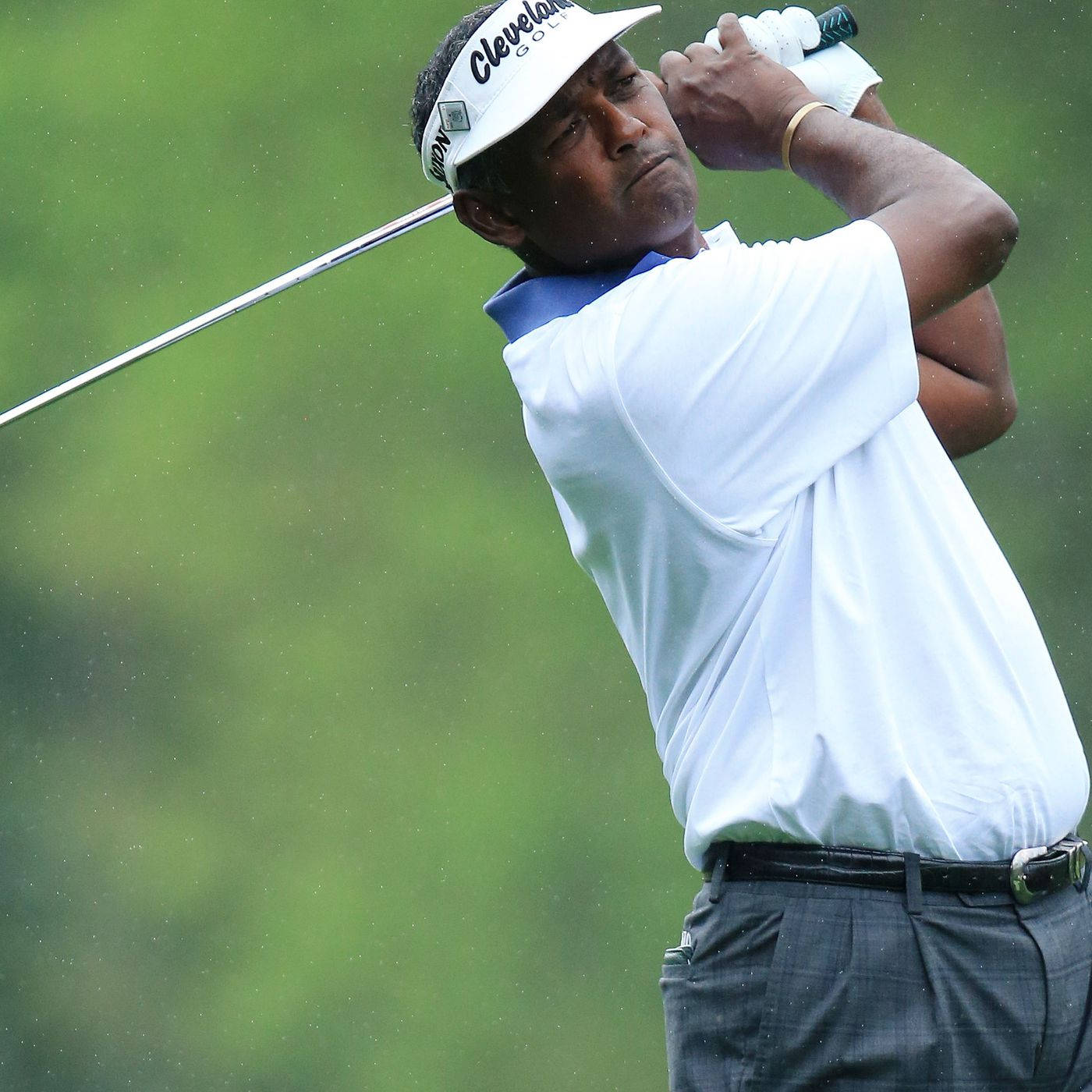 Close-up Vijay Singh Holding Golf Club Background