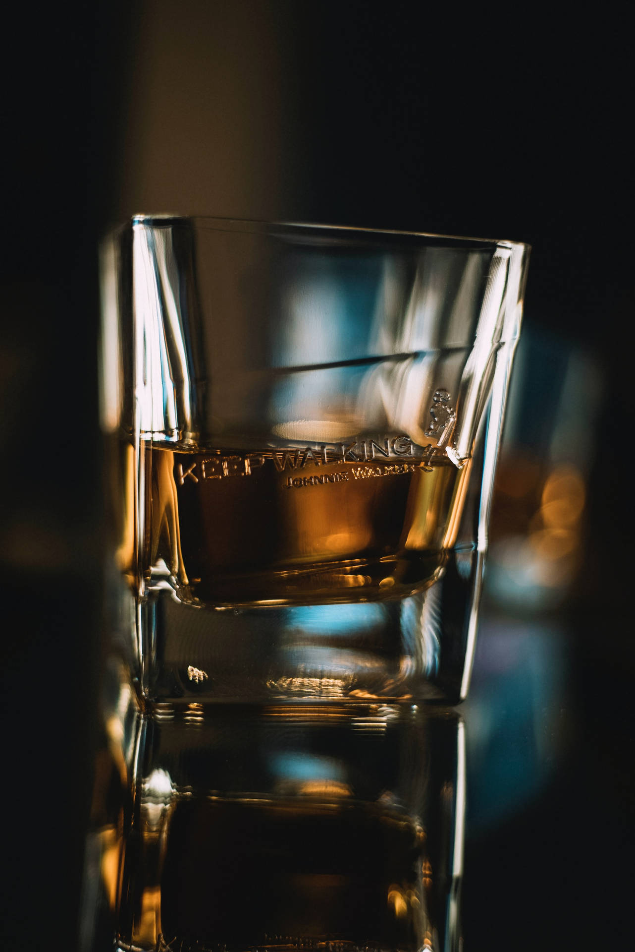 Close Up Whisky In Shot Glass Background