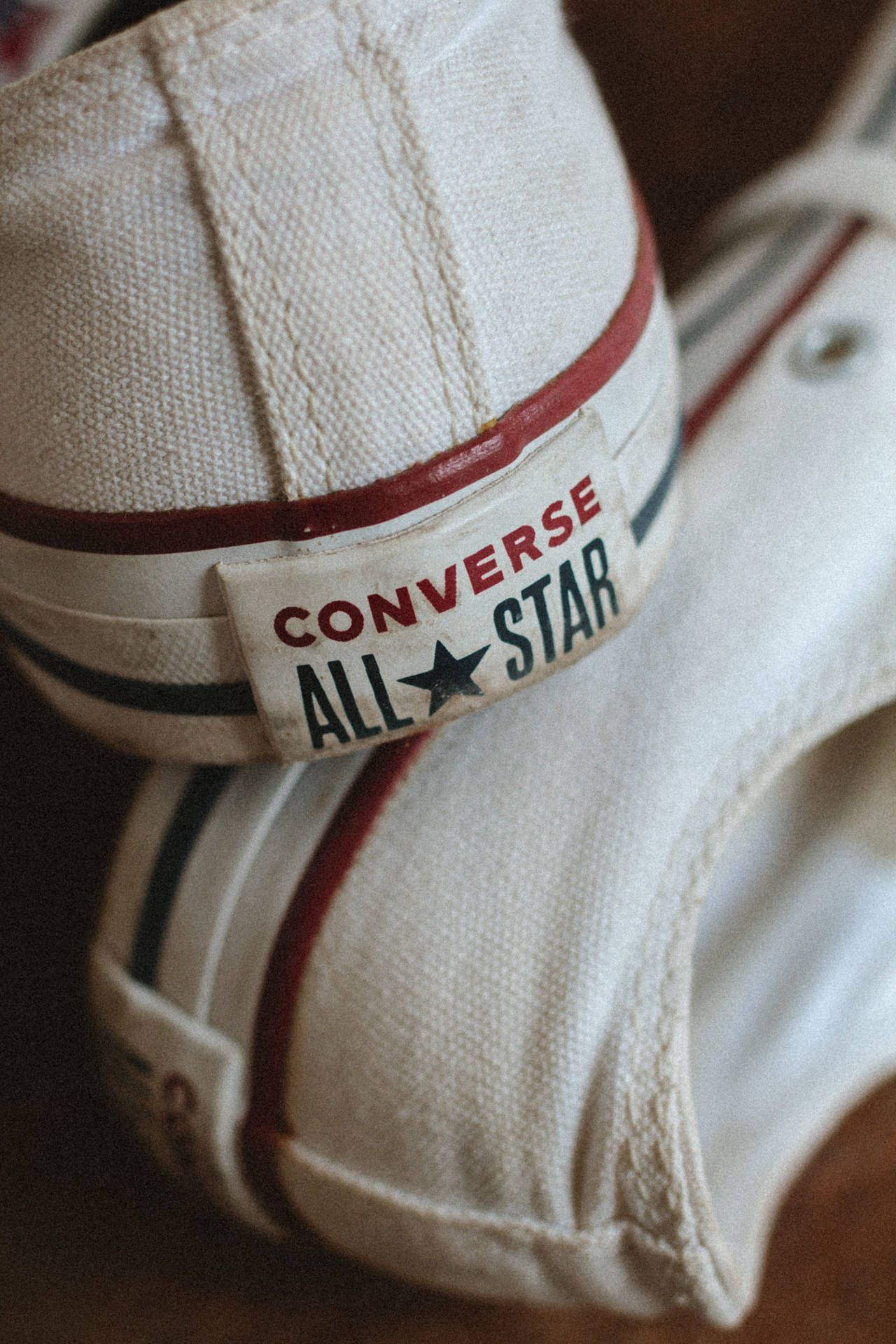 Close-up White Converse Sneakers Background