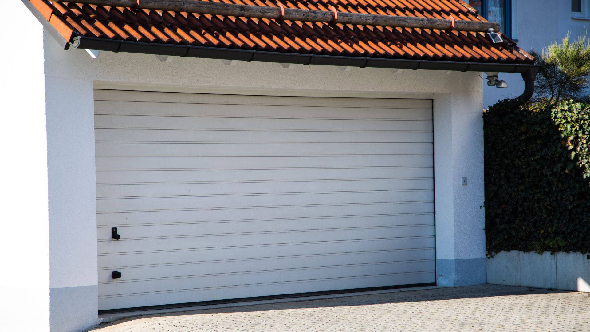 Closed Car Garage White Aesthetic Background