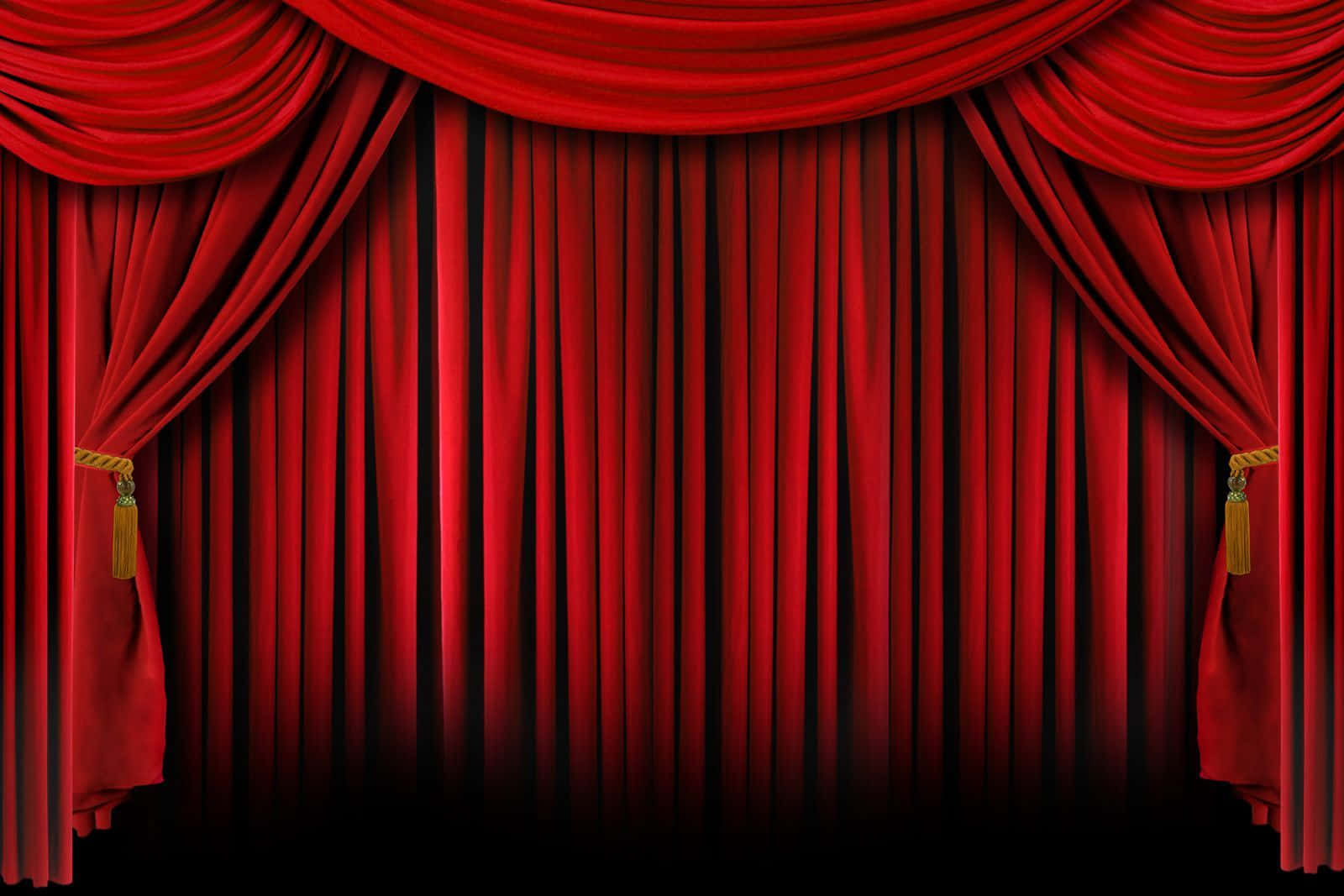 Closed Red Theater Curtains Drawing Background
