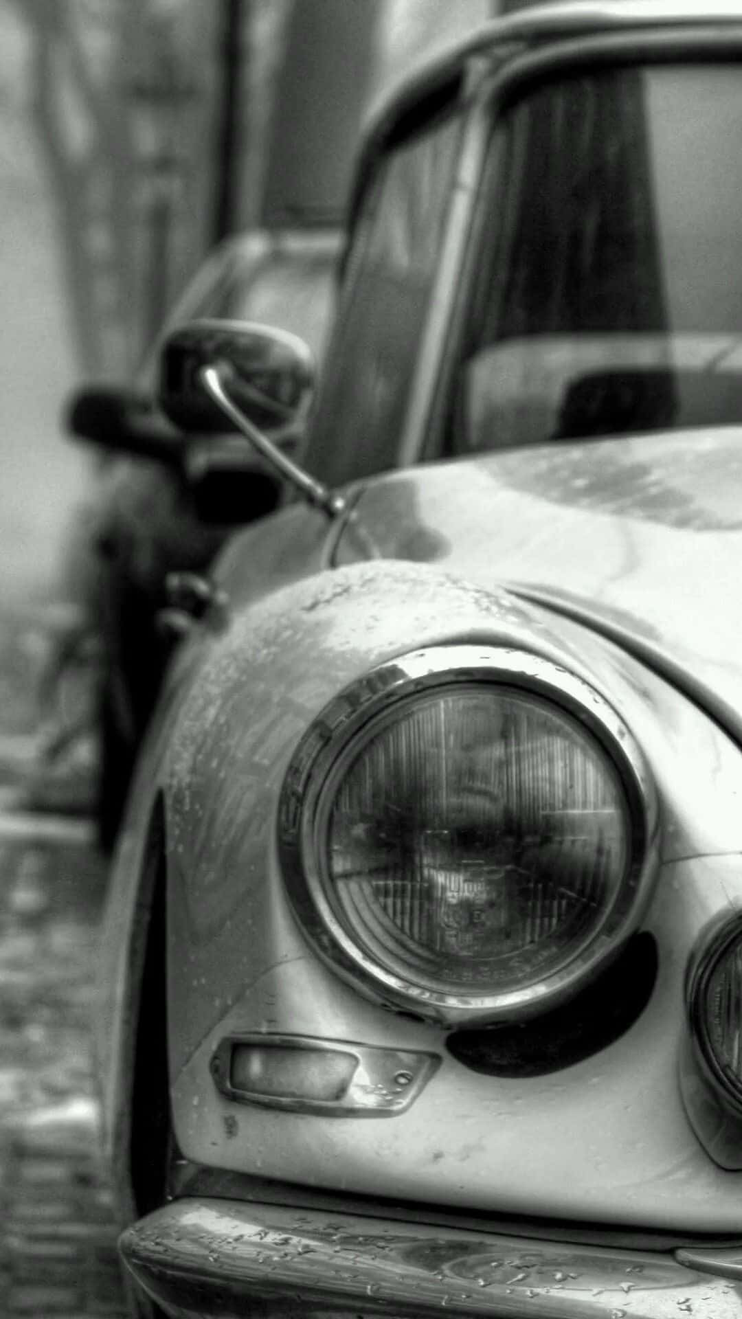 Closeup Classic Headlight Car Iphone Background