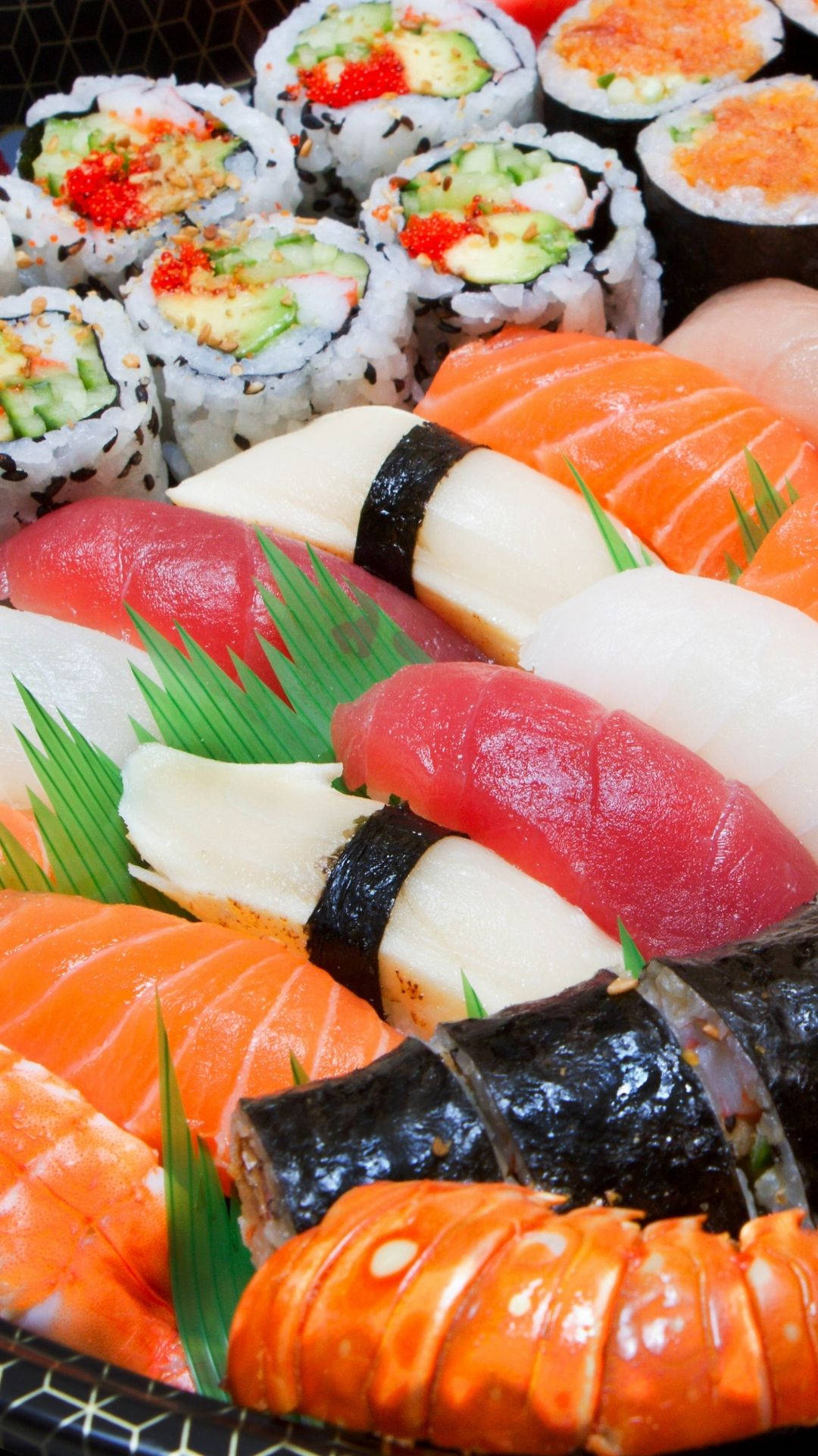 Closeup Oriental Sushi Cuisine Background