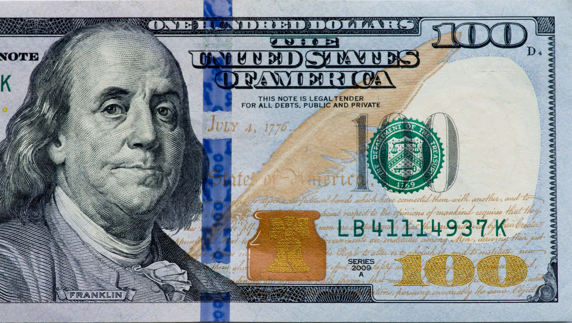 Closeup Photo Of A 100 Dollar Bill Background