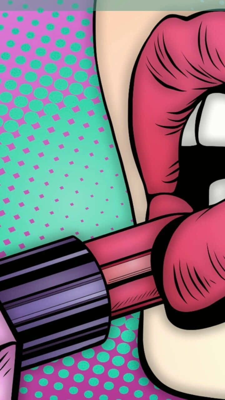 Closeup Pink Lipstick Pop Art Phone Background