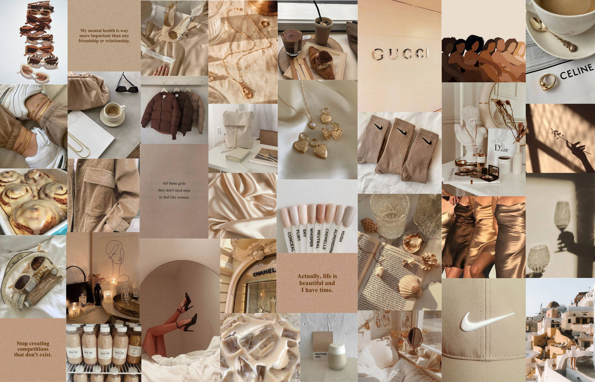 Clothes And Accessories Beige Aesthetic Collage