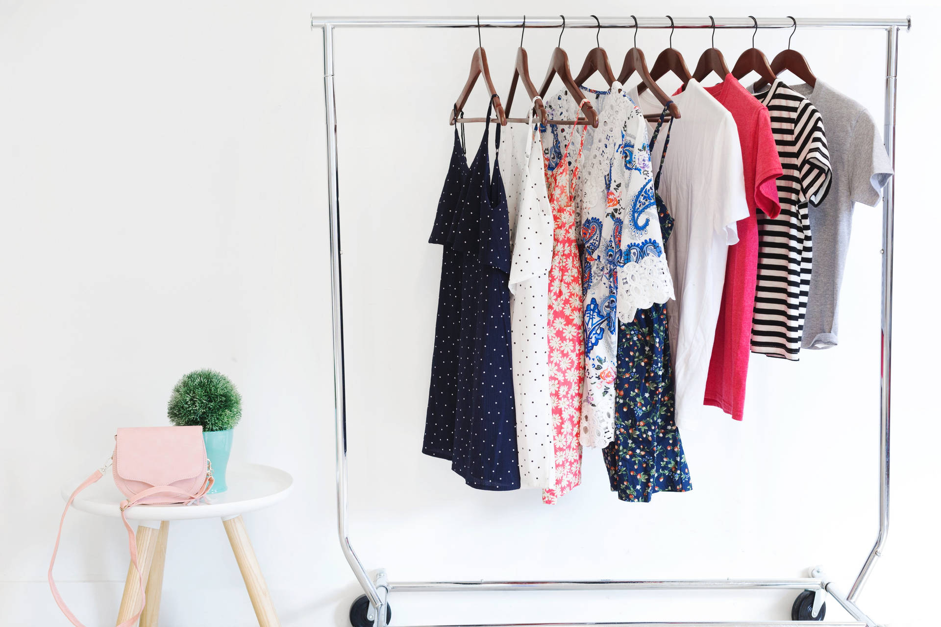 Clothes On Wire Rack Coffee Table