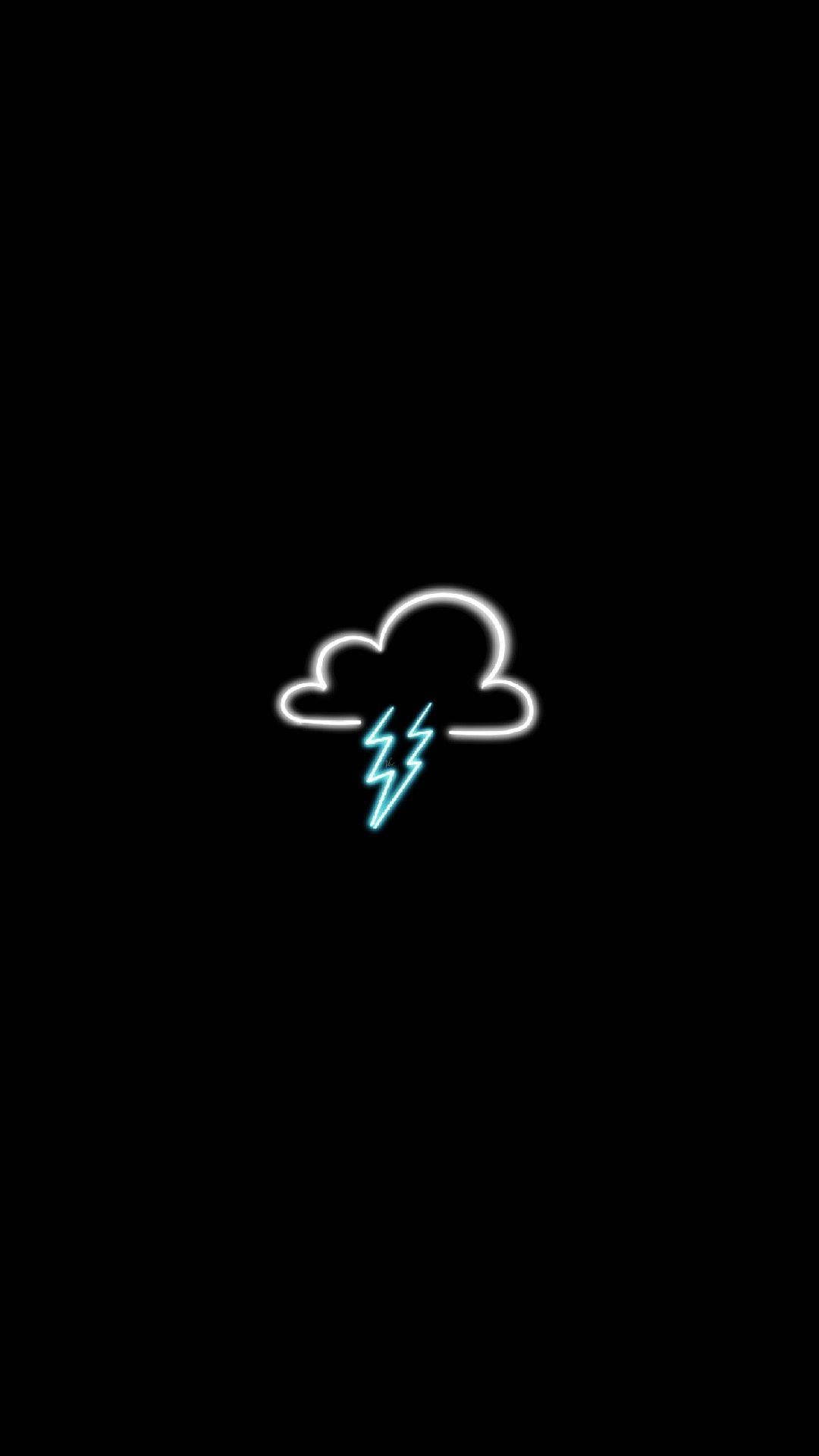 Cloud And Thunder Black Neon Aesthetic Background