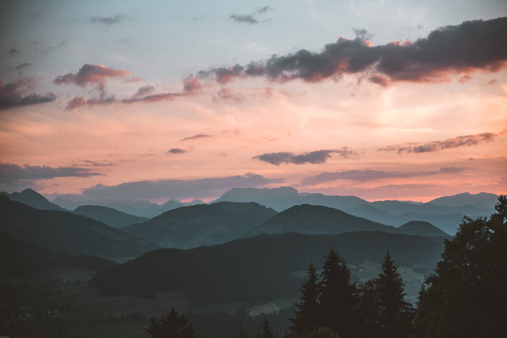 Cloud Background Sunset Mountains Background