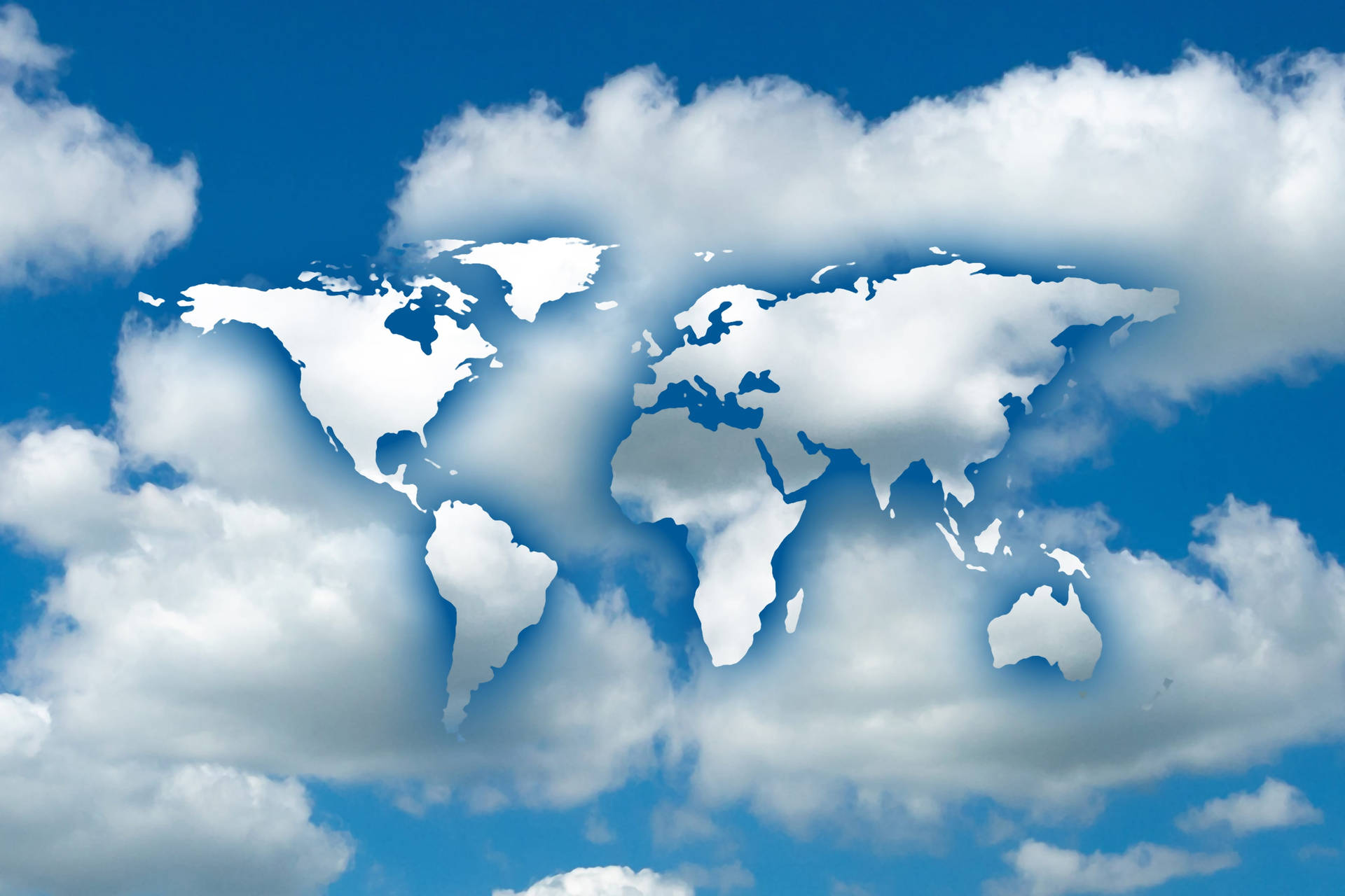 Cloud Shaped World Map Background