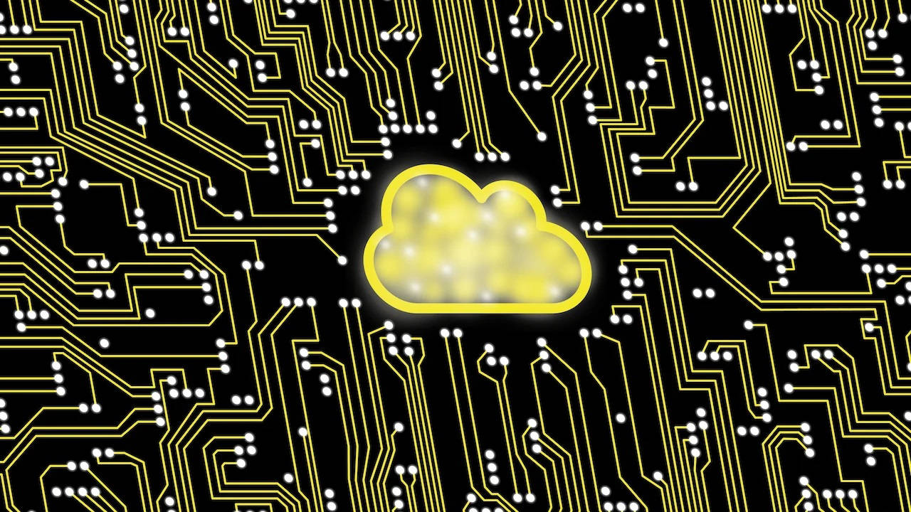 Cloud Storage Symbol On A Digital Circuit Board Background