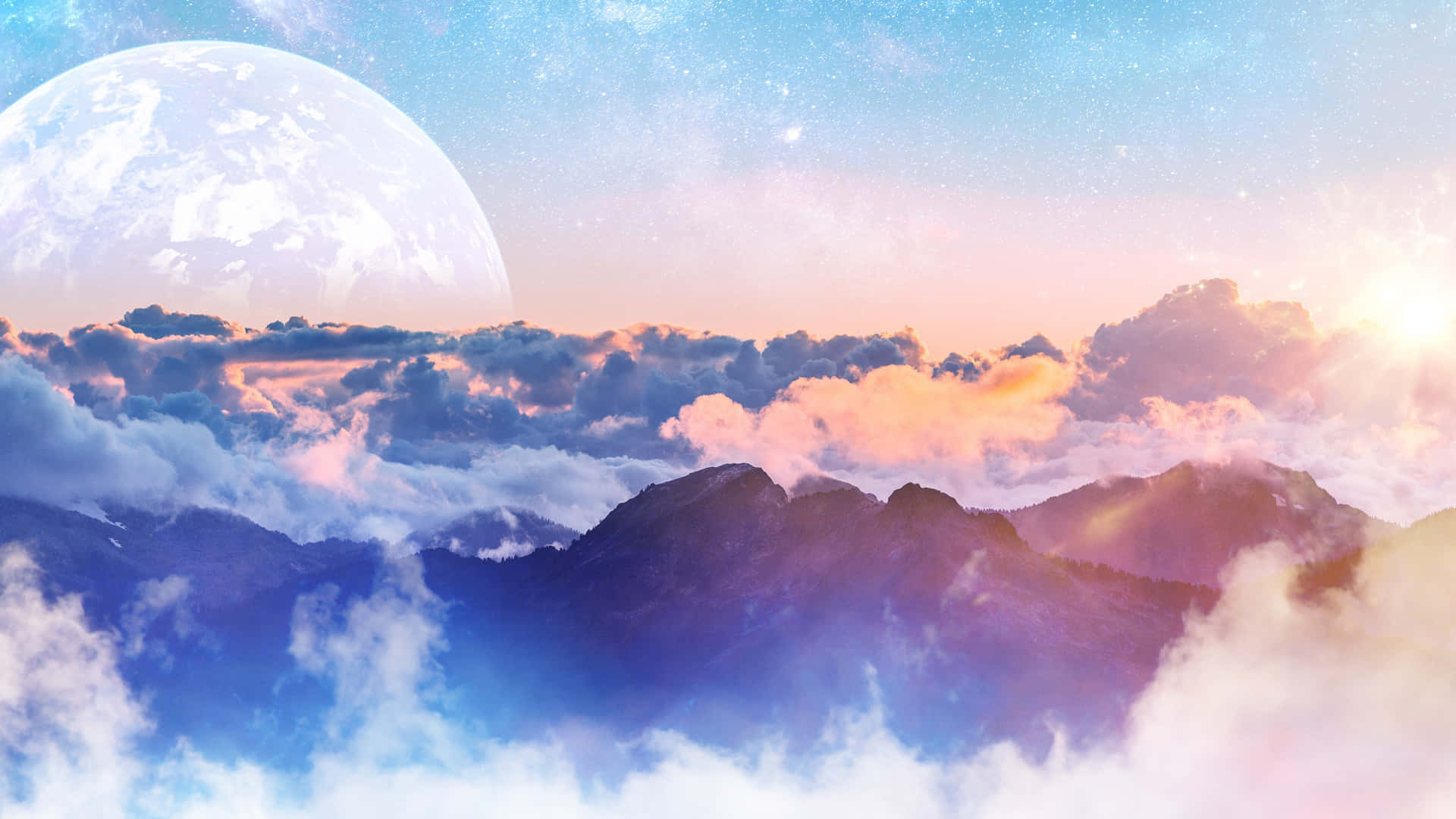 Clouds 4k Colorful Sky Mountain Background