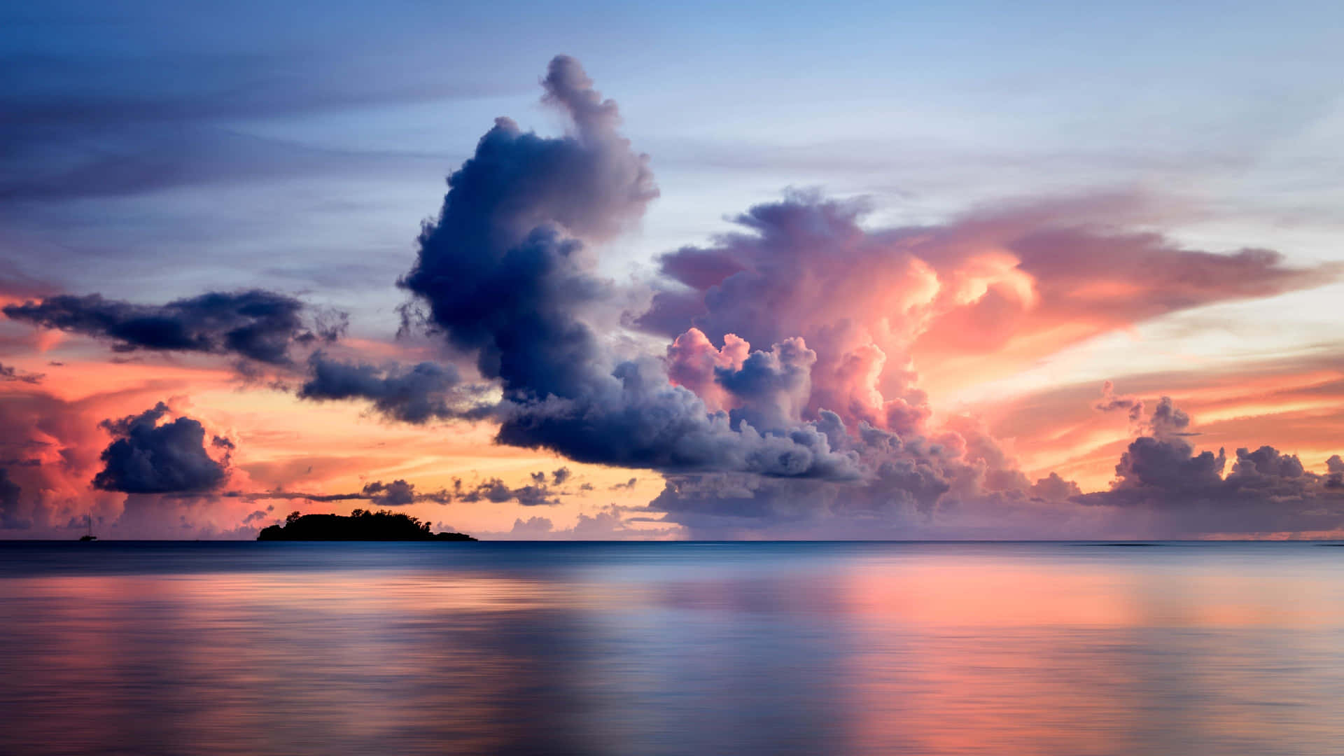 Clouds 4k Colorful Sunset Island Background