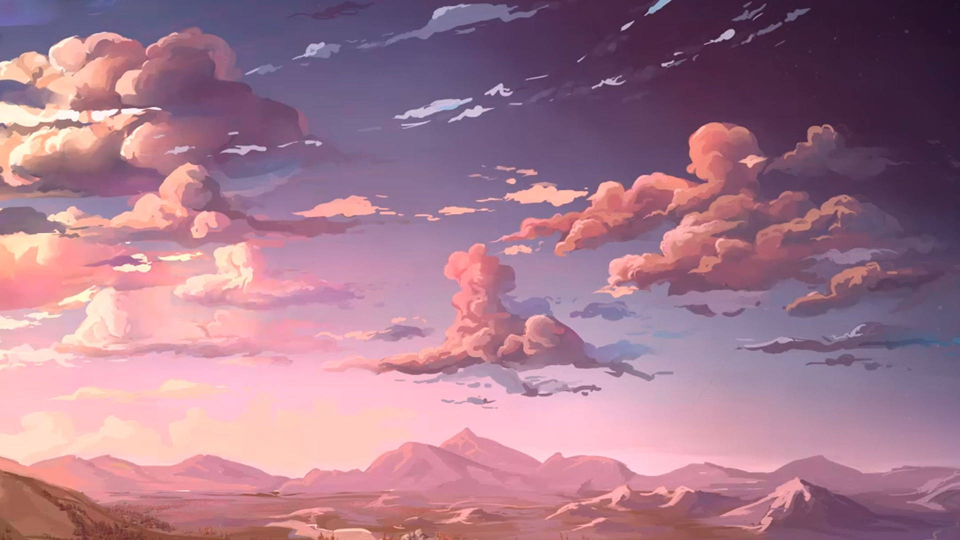 Clouds Above Mountain Aesthetic Art Desktop Background