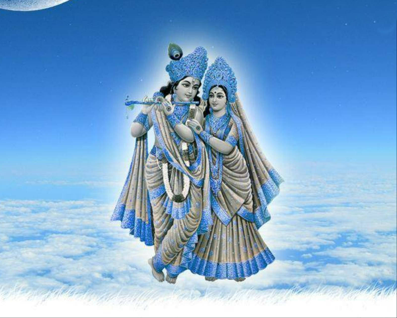 Clouds Aesthetic Radha And Krishna Desktop Background