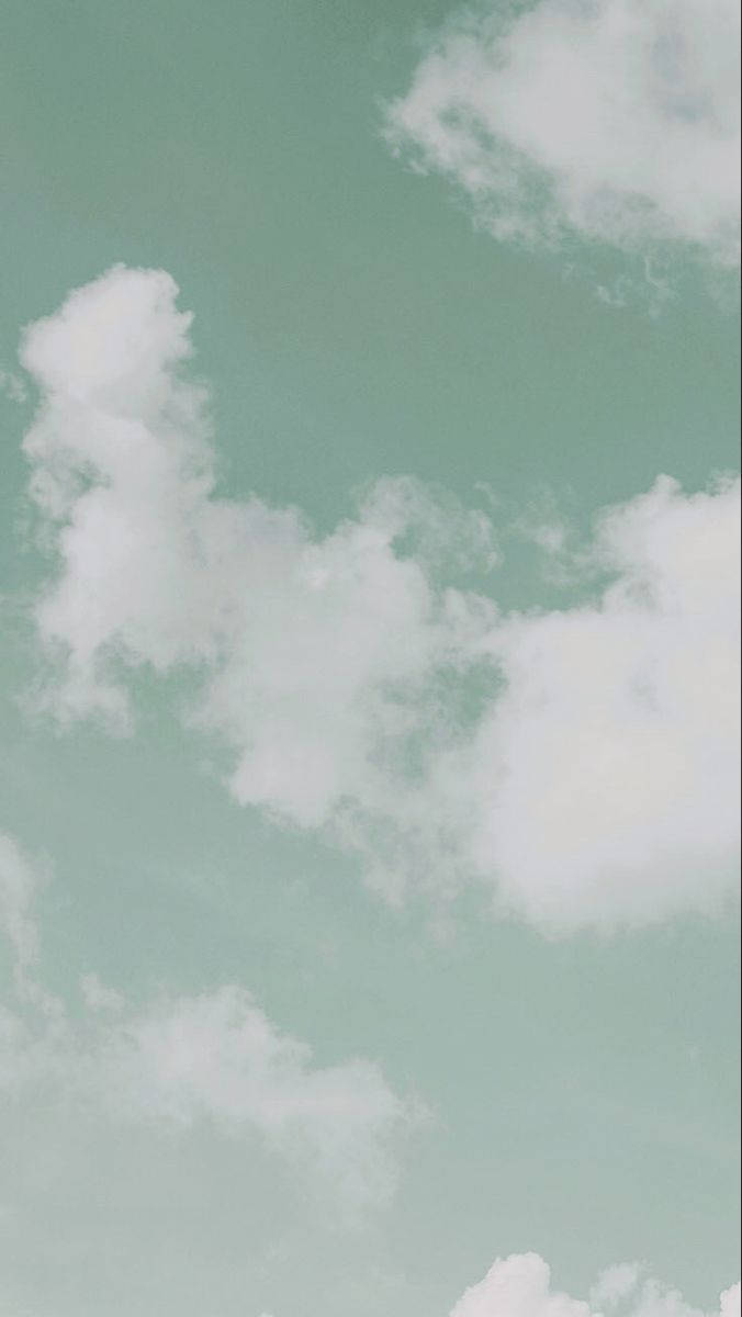 Clouds Against Mint Green Iphone Background