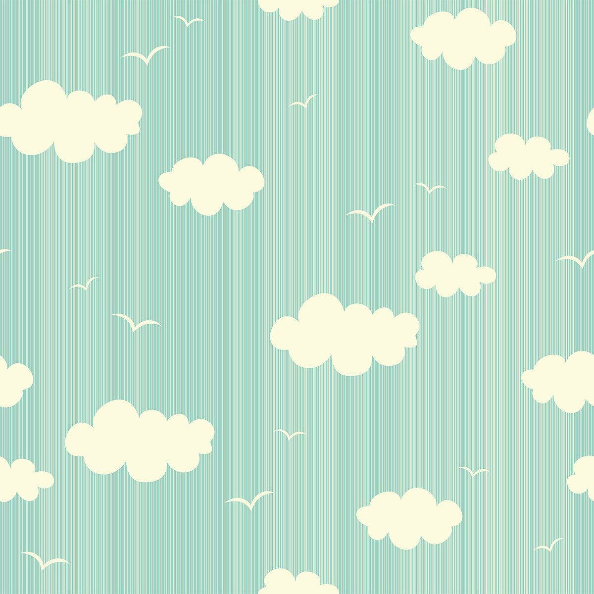 Clouds And Birds On Pastel Green Background