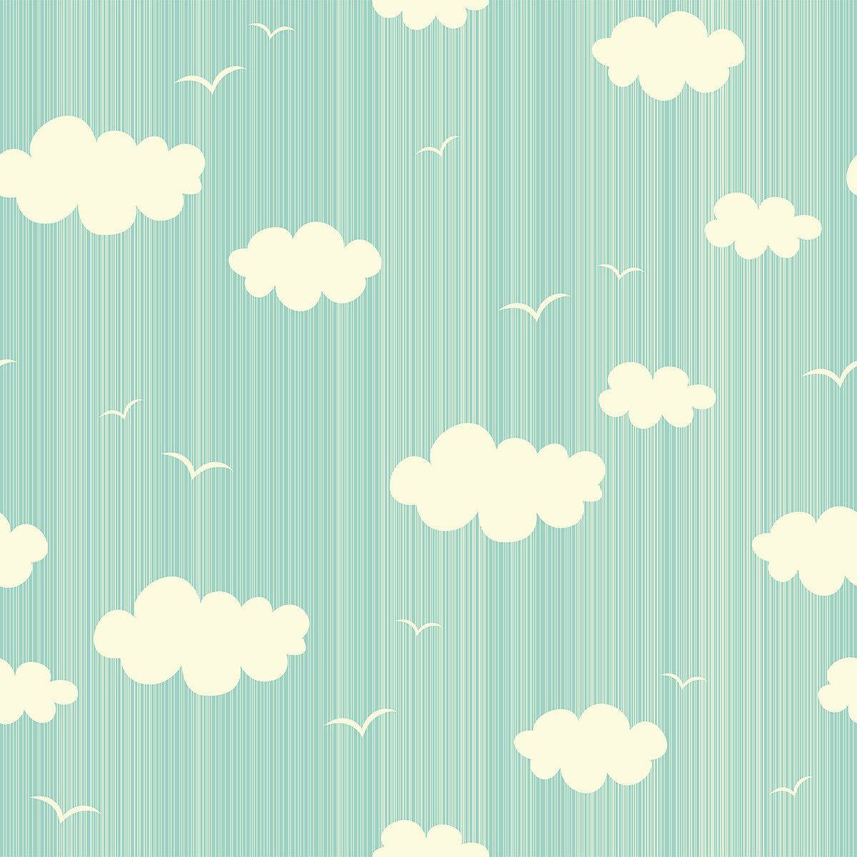 Clouds And Birds On Pastel Green