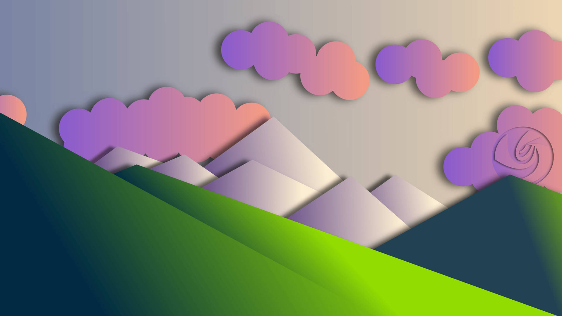 Clouds And Mountains Material Design Background